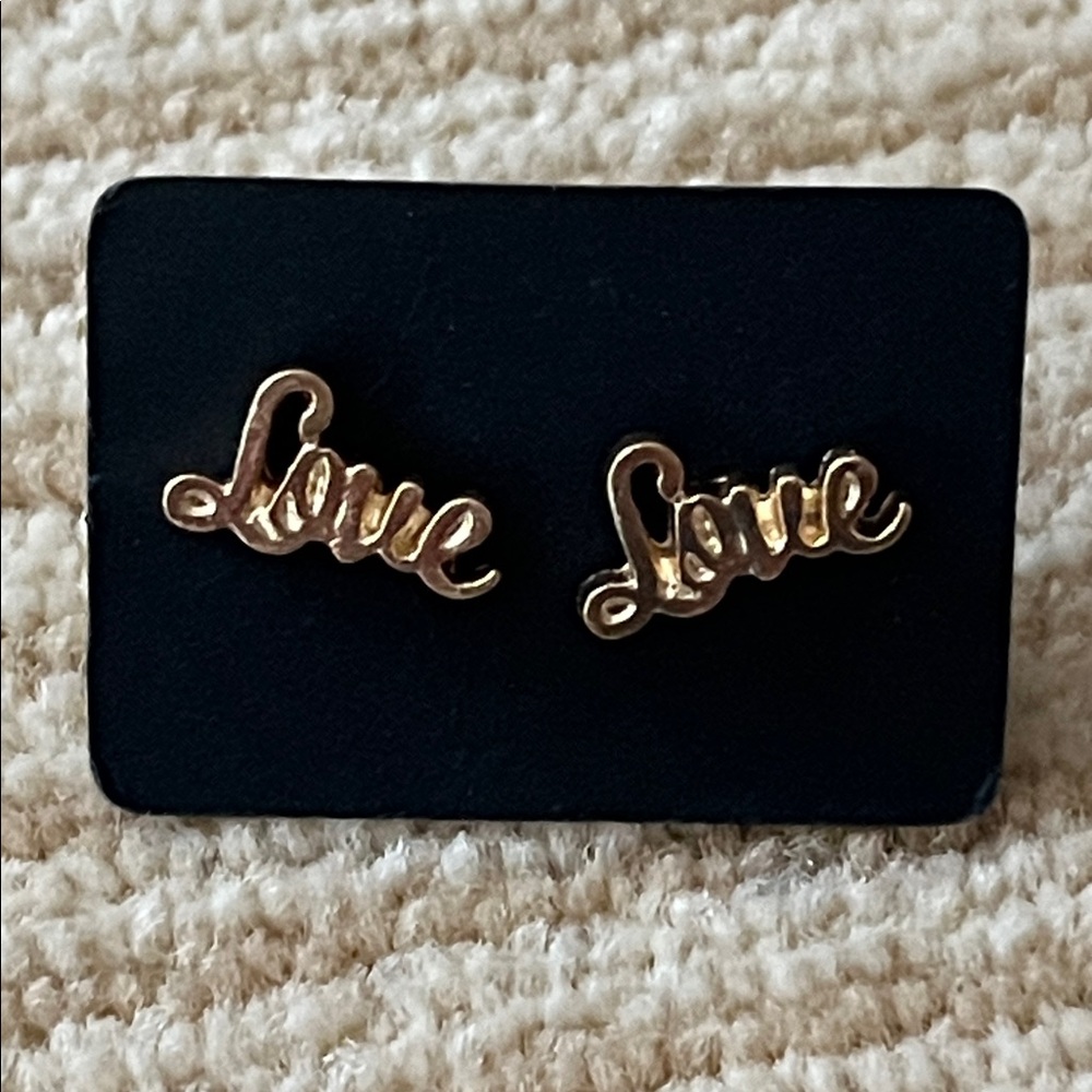 Gold Love Stud Earrings